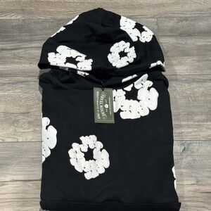 Men's Black Floral Print Sweater Hoodie